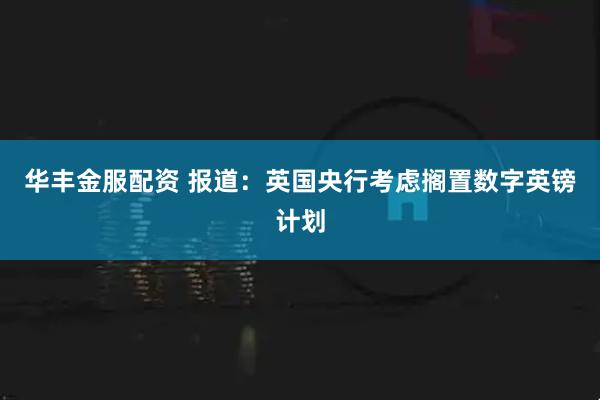 华丰金服配资 报道：英国央行考虑搁置数字英镑计划